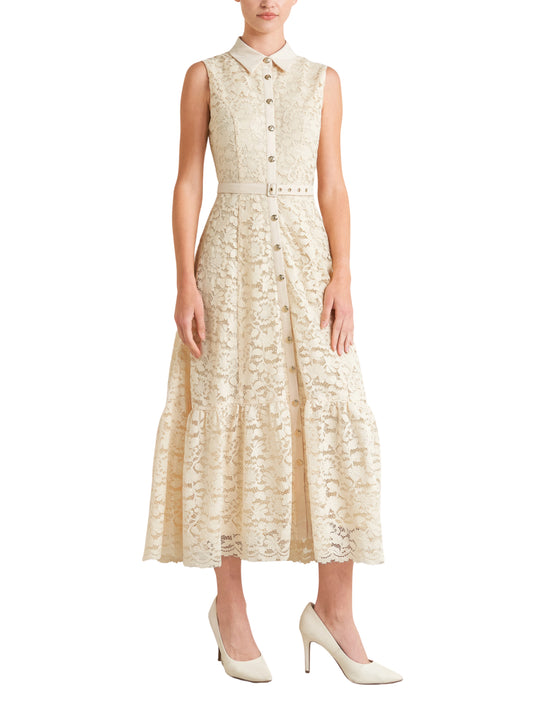 Vestido Midi de Encaje Sin Manga - Escorpio Boutique