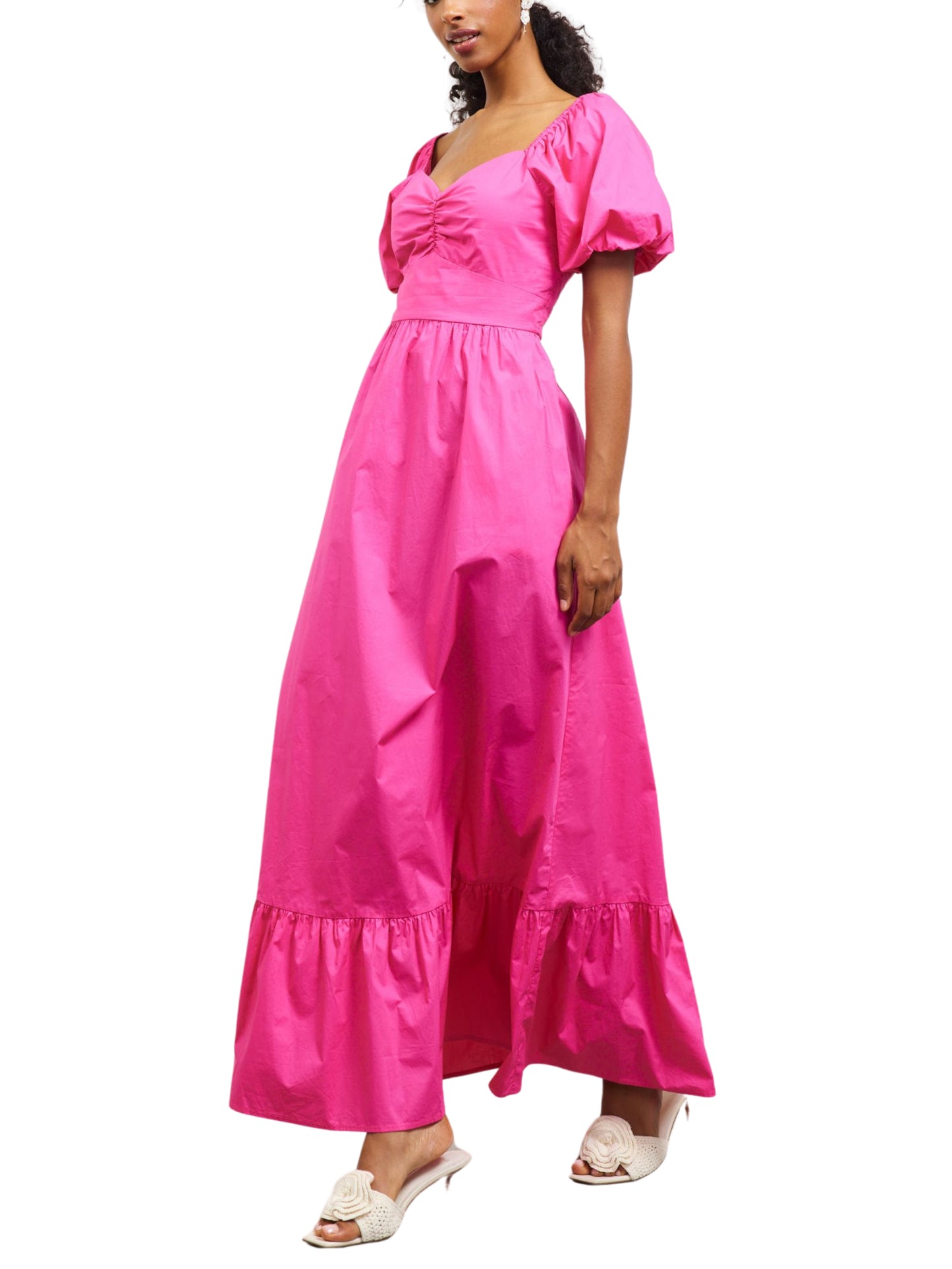 Maxi vestido de manga corta