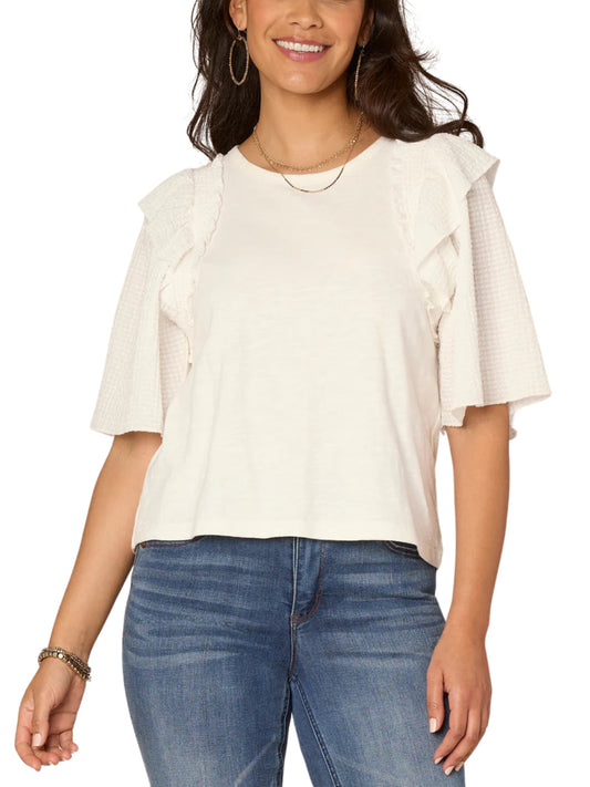 Blusa de manga 3/4 con volantes
