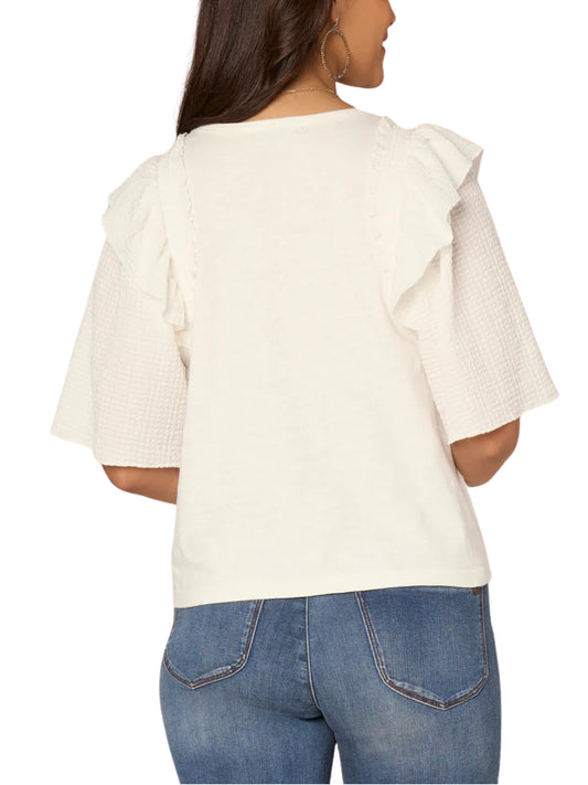 Blusa de manga 3/4 con volantes