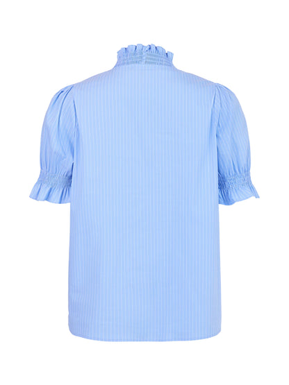 Blusa de manga corta con cuello escarola