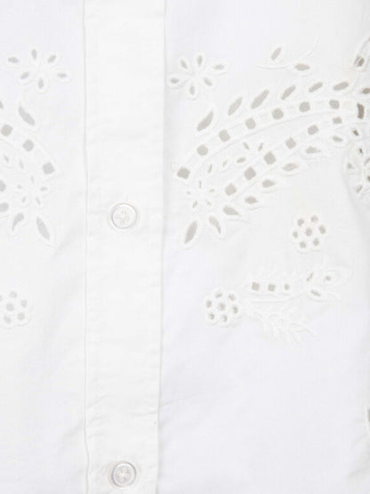 Blusa de manga larga en algodón de ojillos.