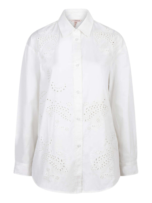 Blusa de manga larga en algodón de ojillos.
