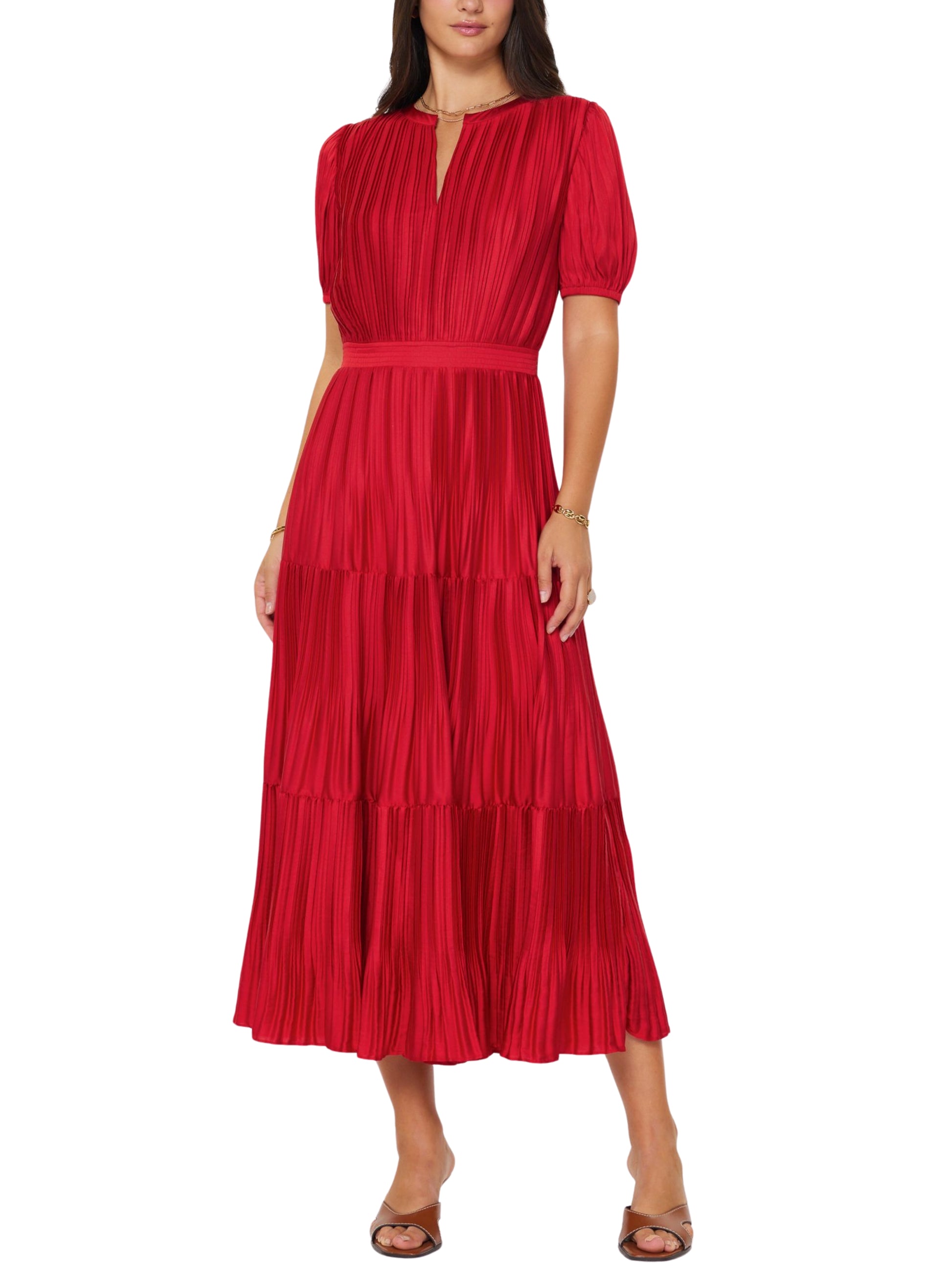 Maxi Vestido Rojo Plisado - Escorpio Boutique