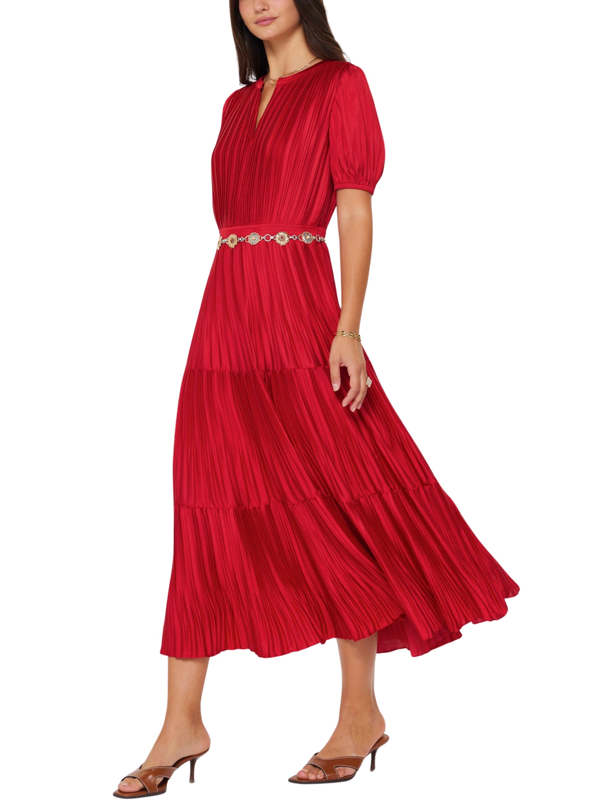 Maxi Vestido Rojo Plisado - Escorpio Boutique