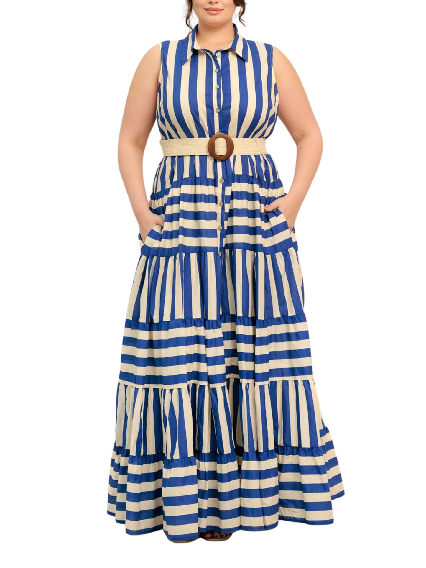 Maxi Vestido Sin Mangas A Rayas - Escorpio Boutique