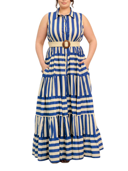 Maxi Vestido Sin Mangas A Rayas - Escorpio Boutique