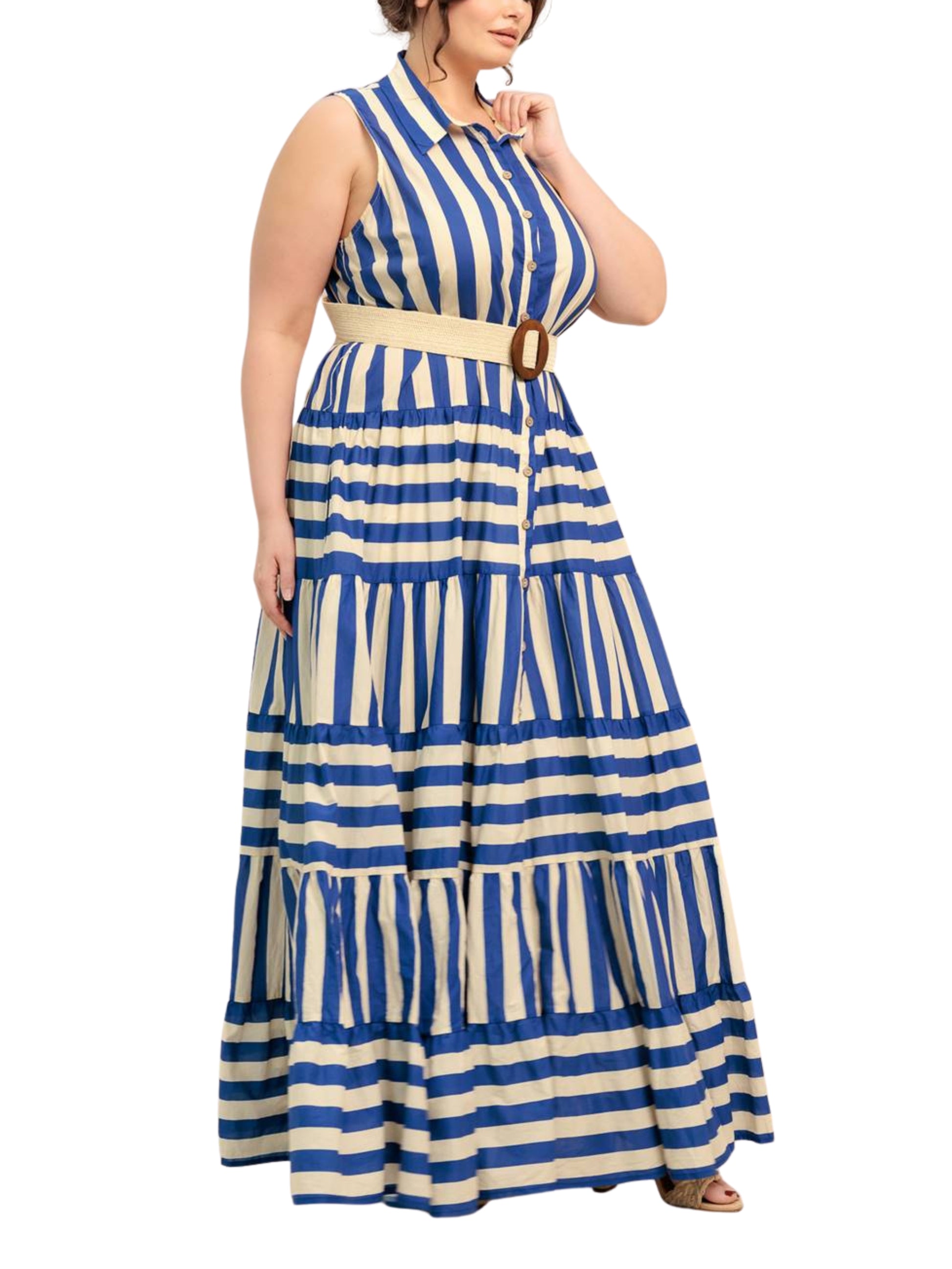 Maxi Vestido Sin Mangas A Rayas - Escorpio Boutique