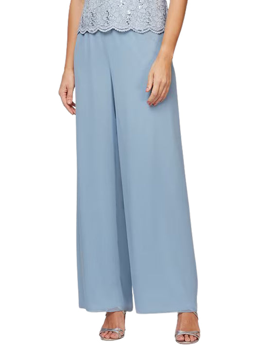 Pantalón en chifón de pierna amplia