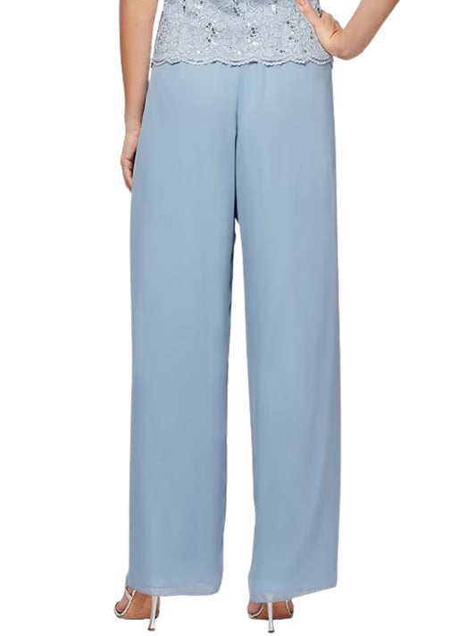 Pantalón en chifón de pierna amplia