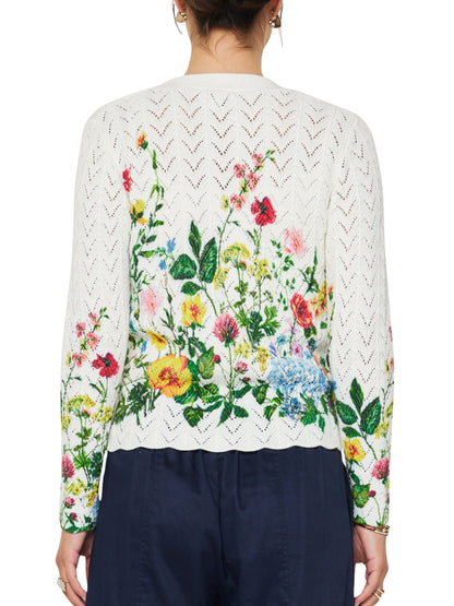 Cardigan Blanco Con Flores Multicolor - Escorpio Boutique