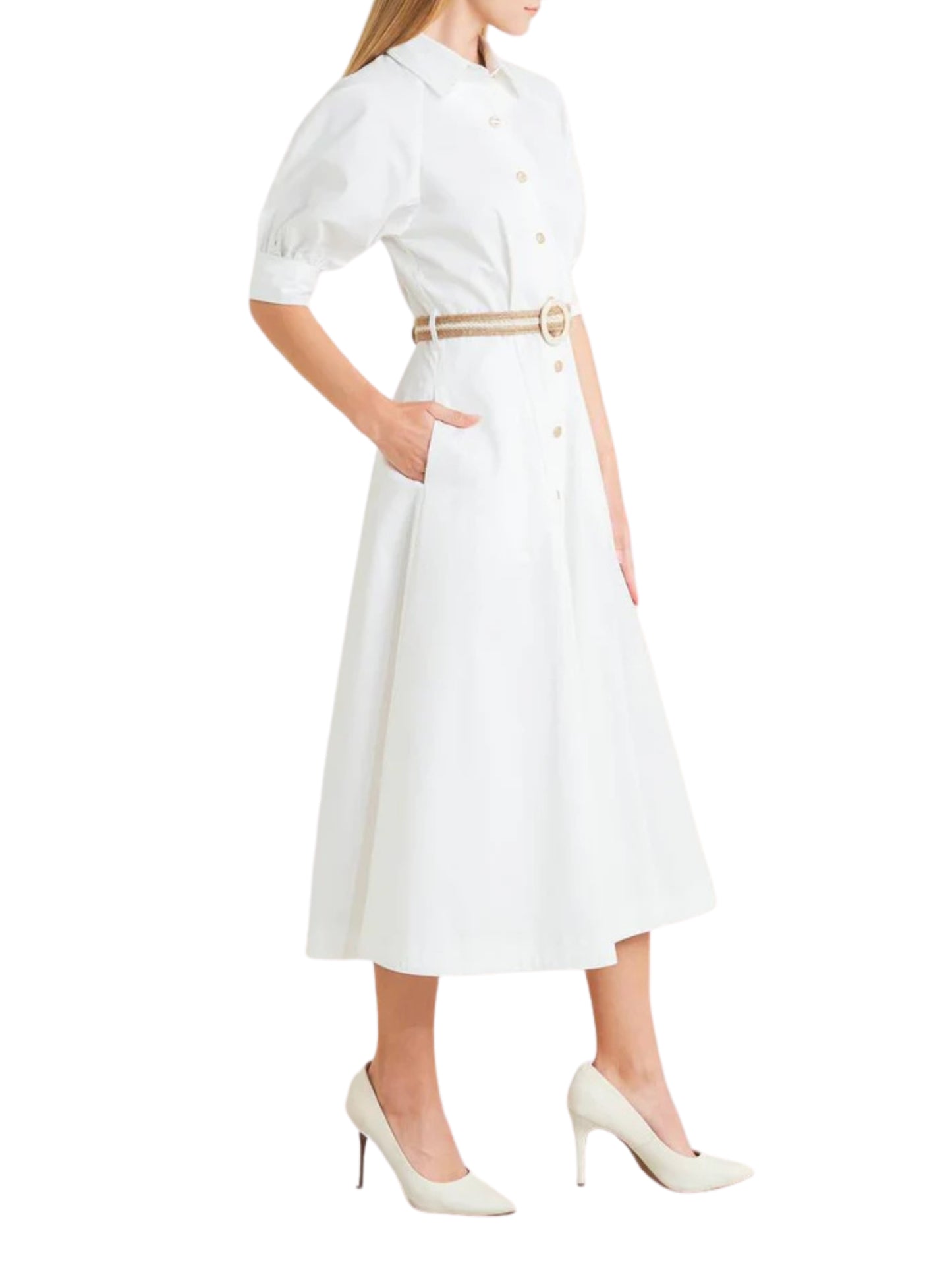 Vestido Midi Manga Corta