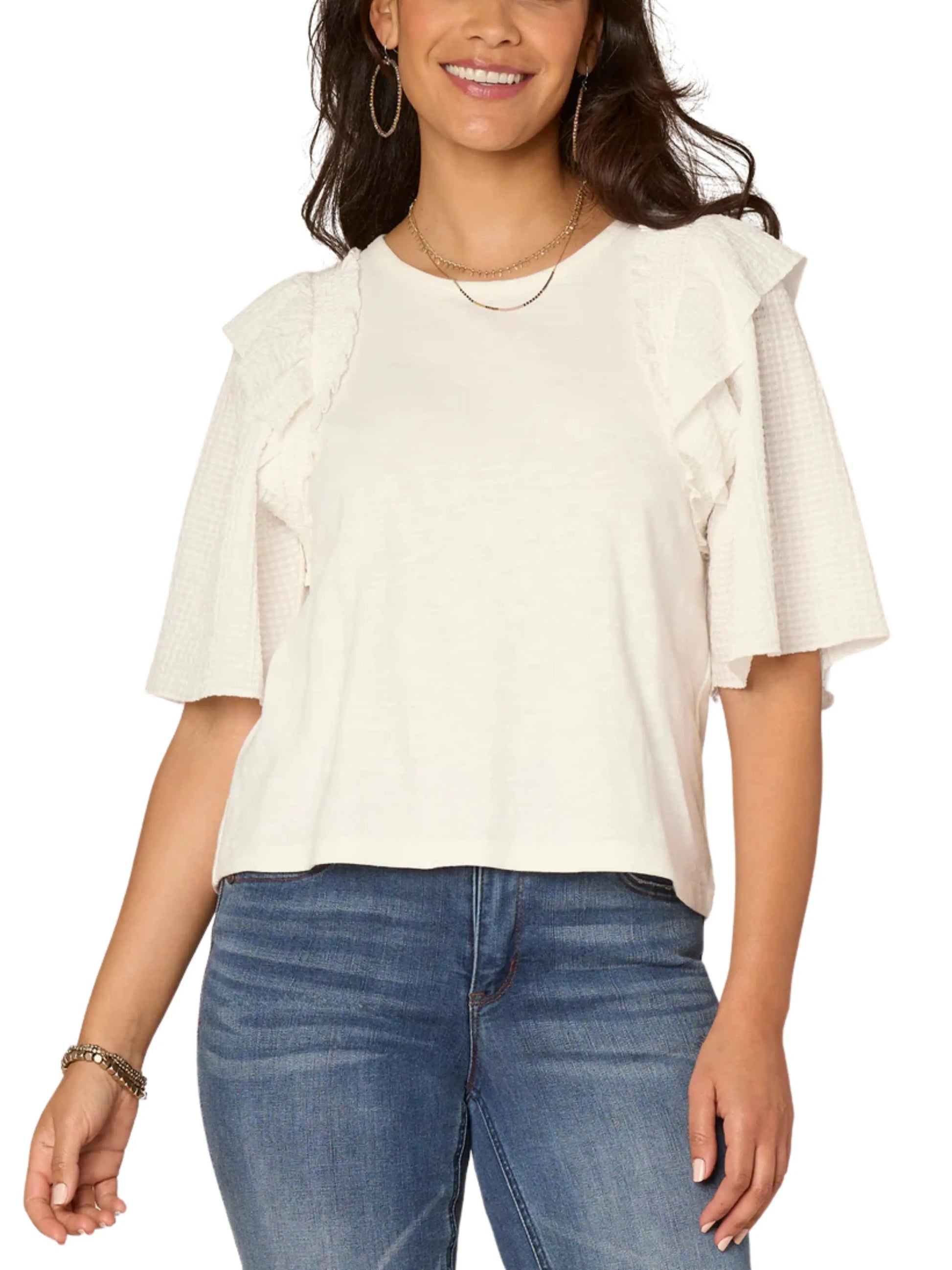 Blusa de manga 3/4 con volantes - Escorpio Boutique