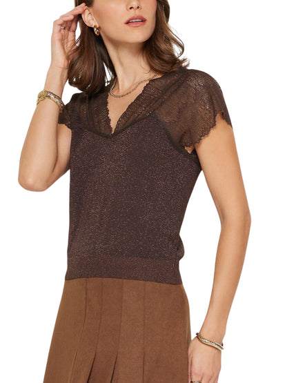 Escorpio Boutique Blusa luminosa de punto metálico femenina