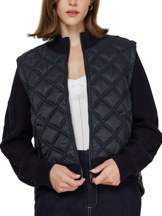 Chaqueta capitonada con mangas tipo sweater