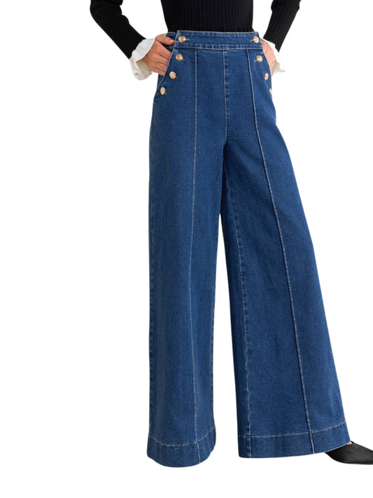 Escorpio Boutique Jeans de piena amplia tipo marinero