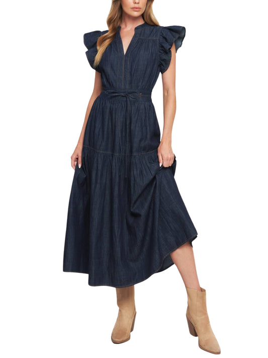 Escorpio Boutique Maxi Vestido en denim