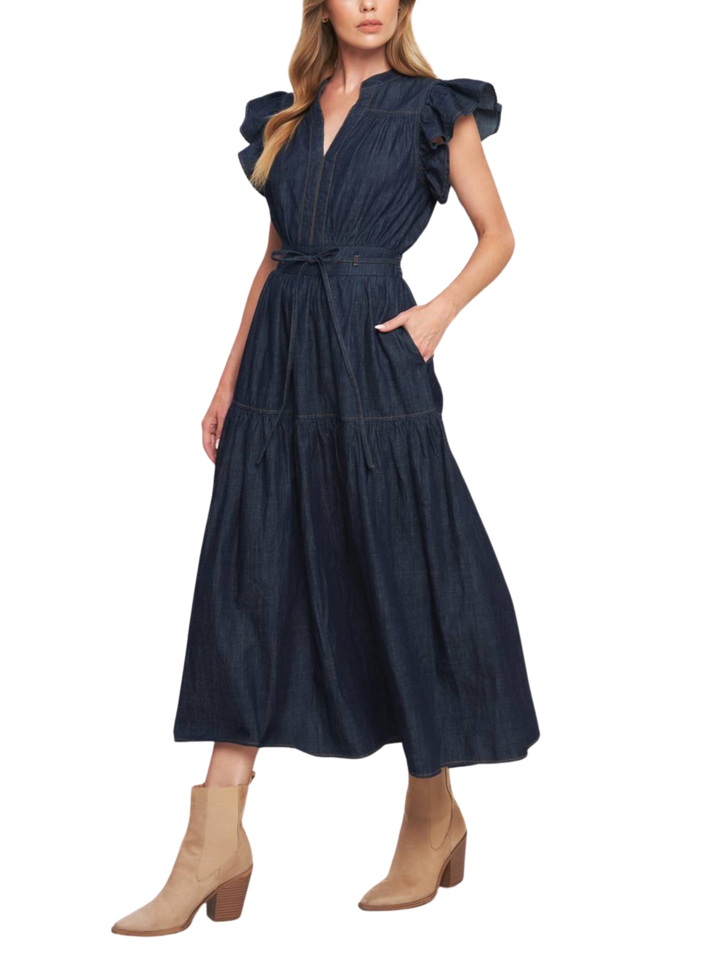 Escorpio Boutique Maxi Vestido en denim