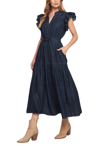 Escorpio Boutique Maxi Vestido en denim