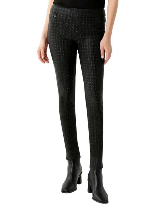 Pantalón de piel vegana con print metálico de pata de gallo. - Escorpio Boutique