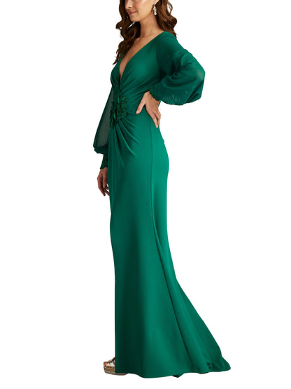 Vestido Escotado con Mangas Obispo – Tadashi Shoji - Escorpio Boutique