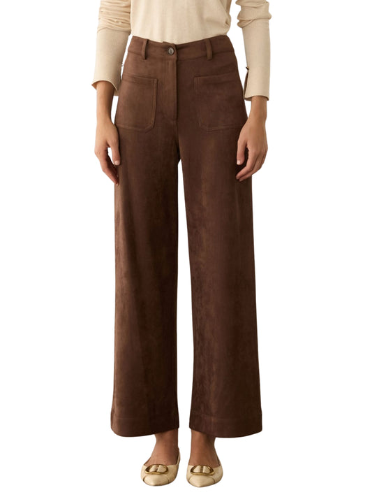 Pantalon de pierna ancha en ante vegano - Escorpio Boutique