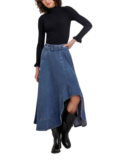 Falda de mezclilla asimétrica