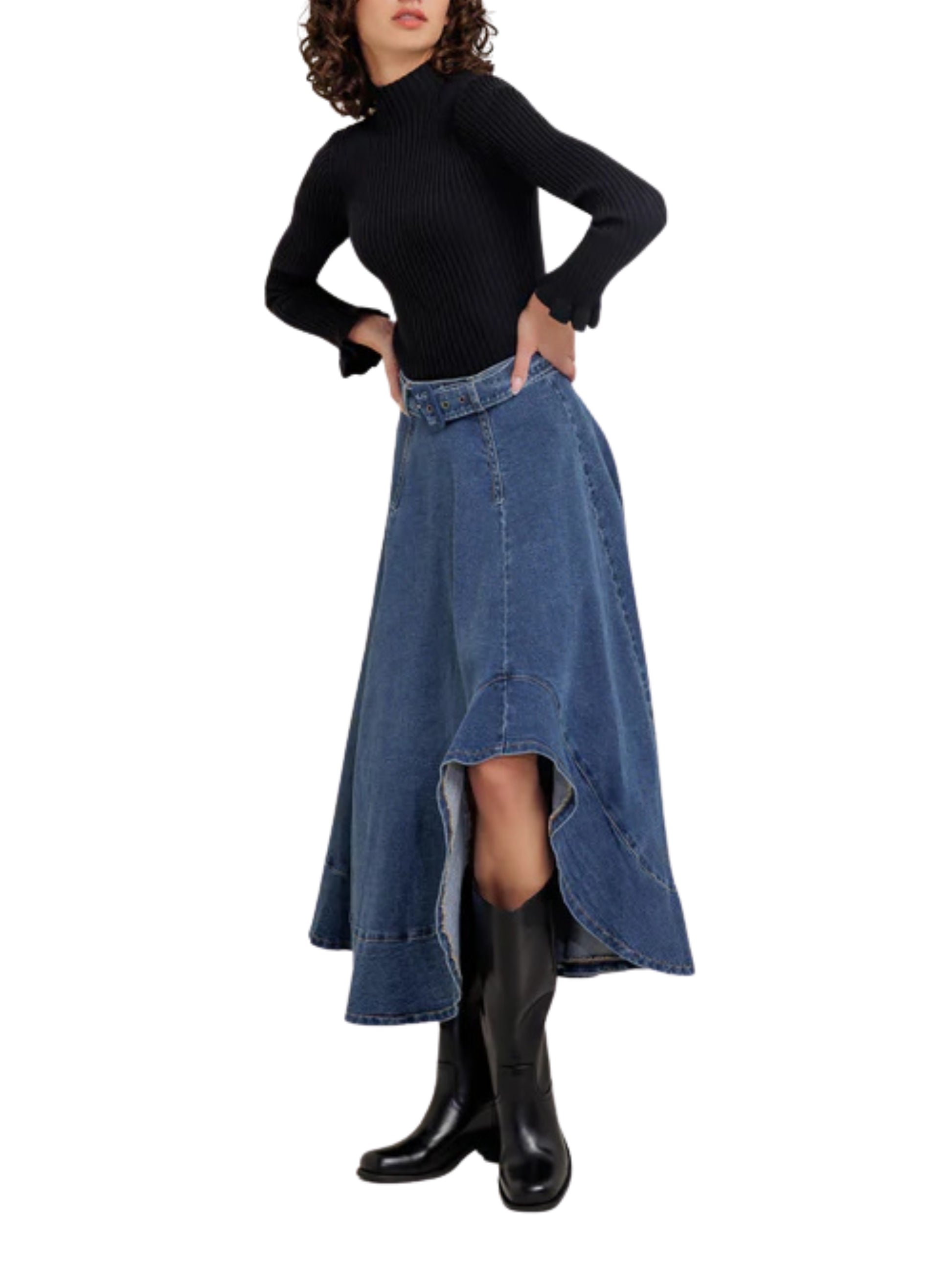 Falda Asimetrica de Mezclilla - Escorpio Boutique