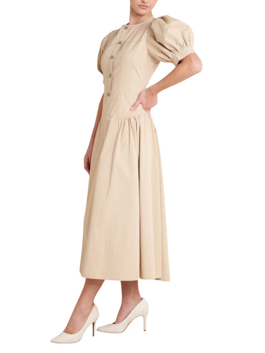 Vestido Midi Manga Globo - Escorpio Boutique