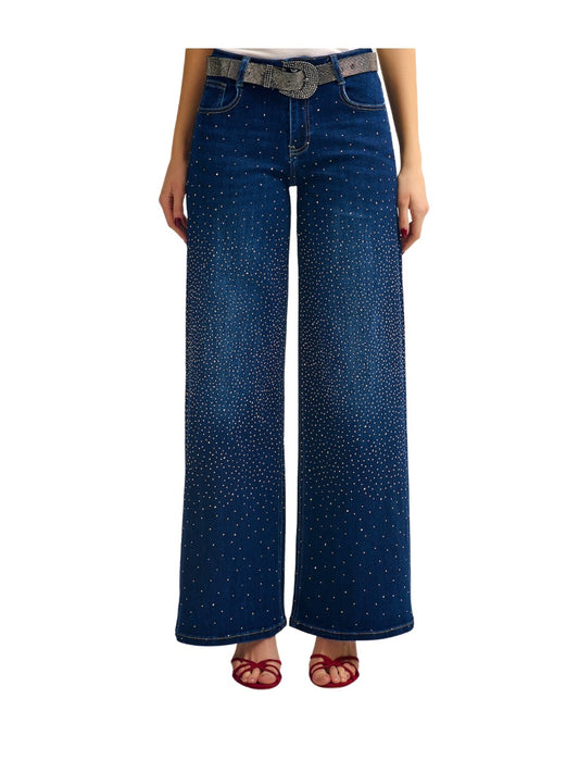 Escorpio Boutique - Pantalón de pierna Ancha con Cristales