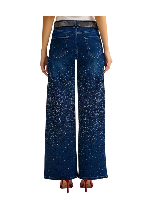 Escorpio Boutique - Pantalón de pierna Ancha con Cristales