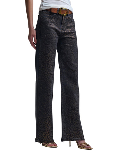 Escorpio boutique - Pantalón metálico animal print pierna ancha