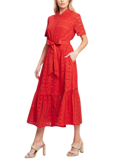 Vestido Midi Rojo Camisero - Escorpio Boutique