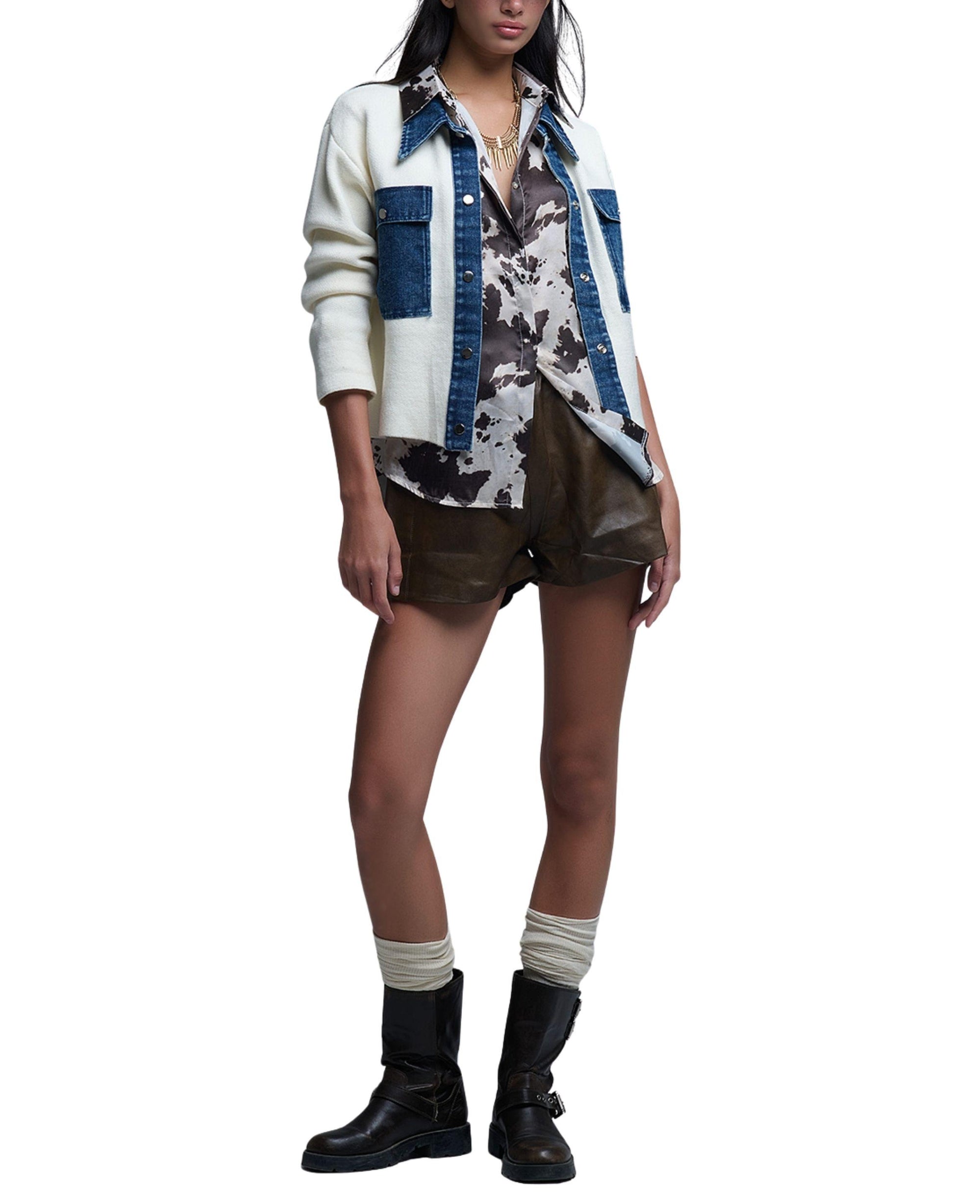 Saco Tejido con Mezclilla Look
