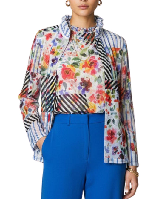 Set floral con rayas