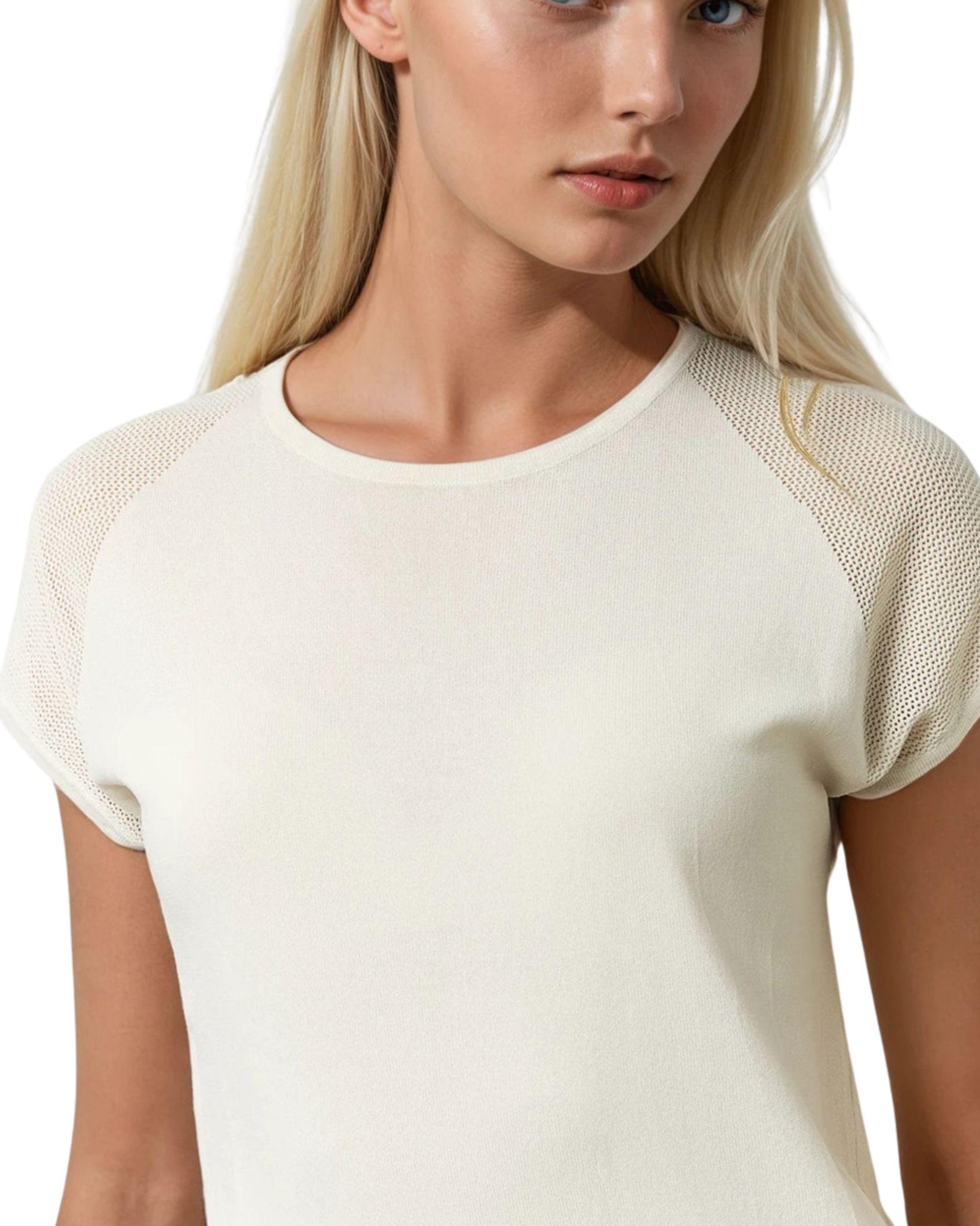 Sweater Beige Manga Corta