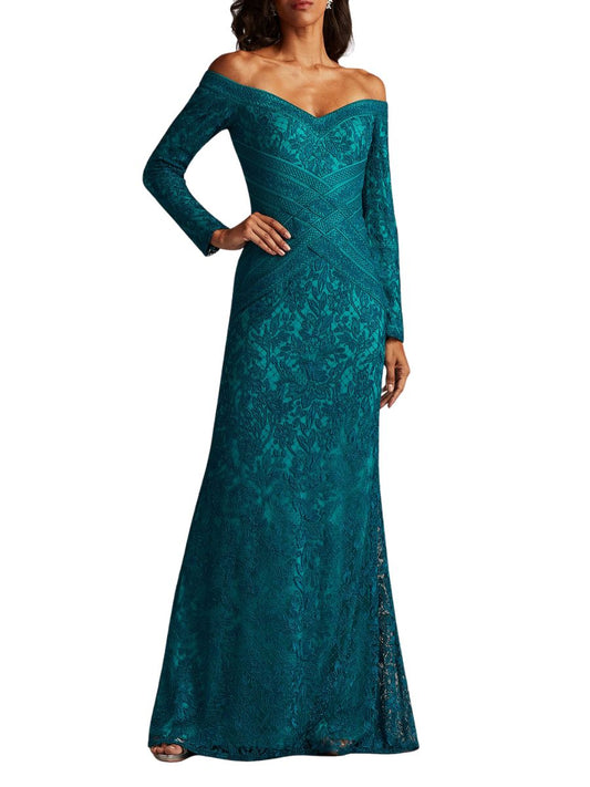 Vestido Largo Bordado Hombros descubiertos - Escorpio Boutique