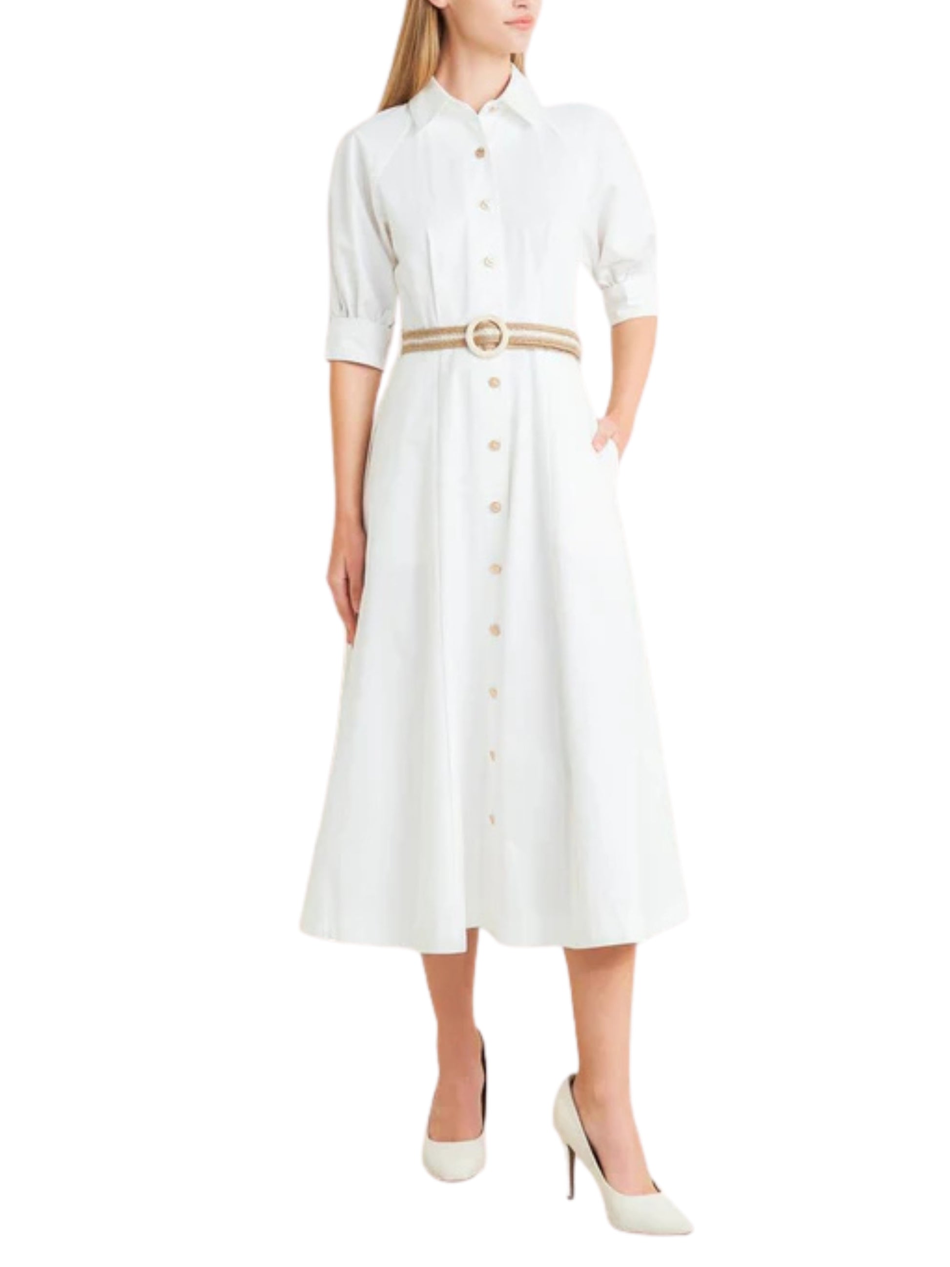 Vestido Midi Manga Corta - Escorpio Boutique