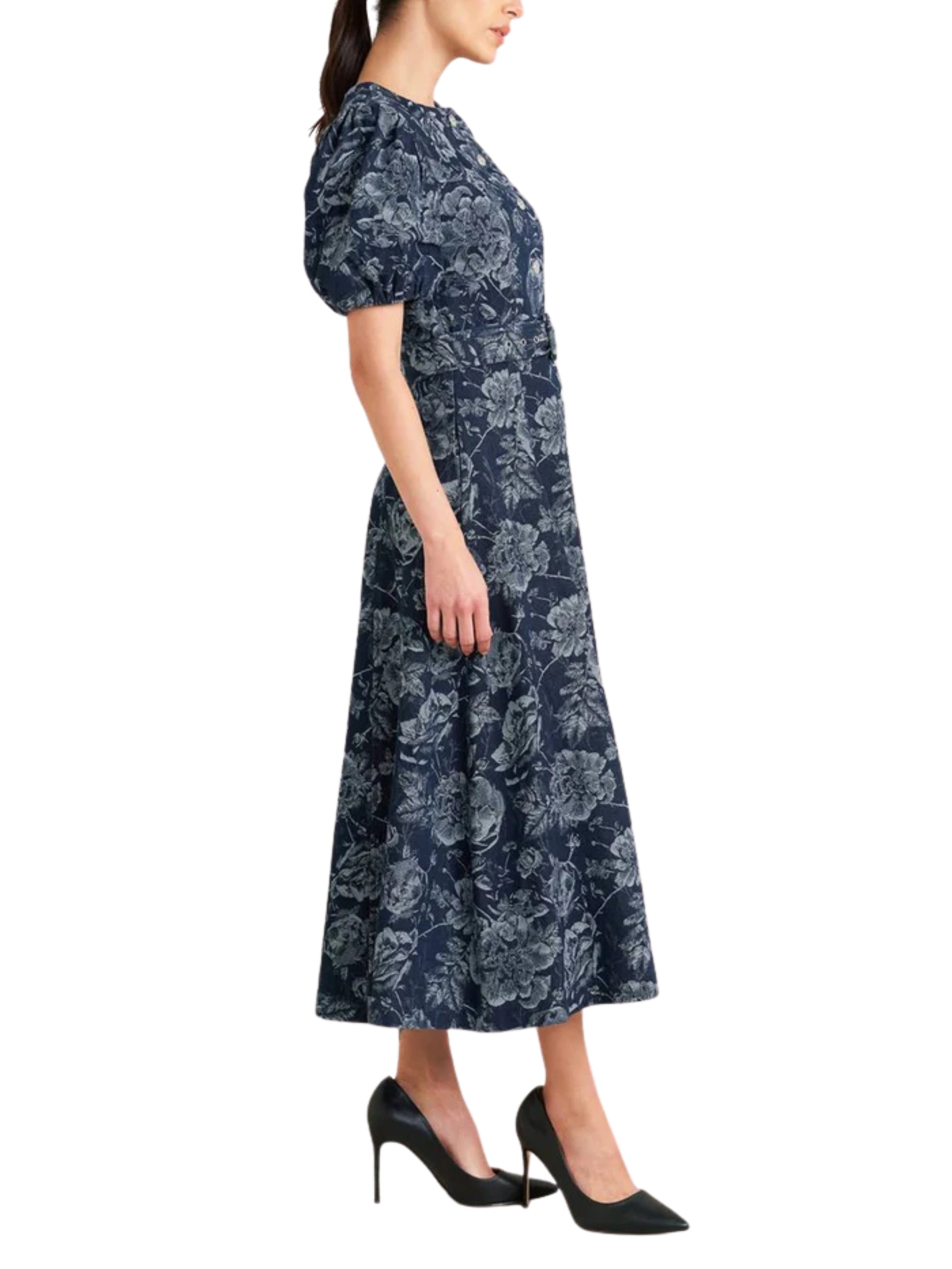 Vestido Midi Mezclilla Floreada - Escorpio Boutique