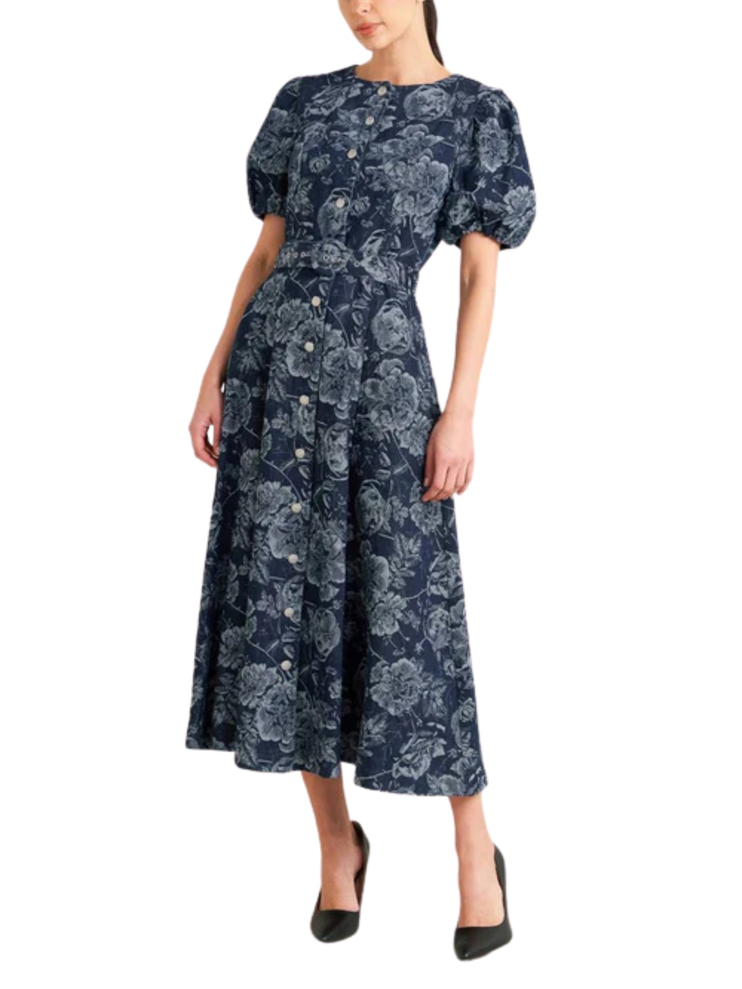 Vestido Midi Mezclilla Floreada - Escorpio Boutique