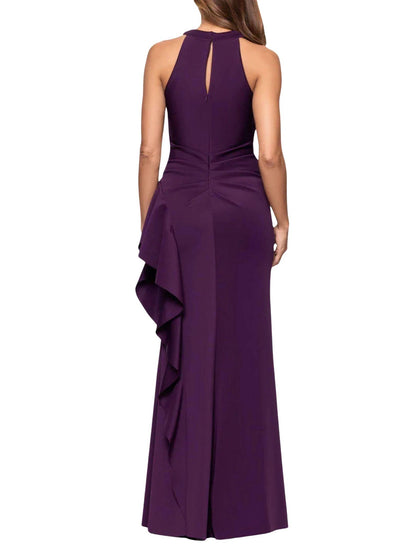 vestido largo halter cruzado morado espalda