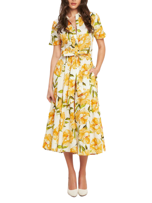 Escorpio Boutique- Vestido Midi Camisero con Flores