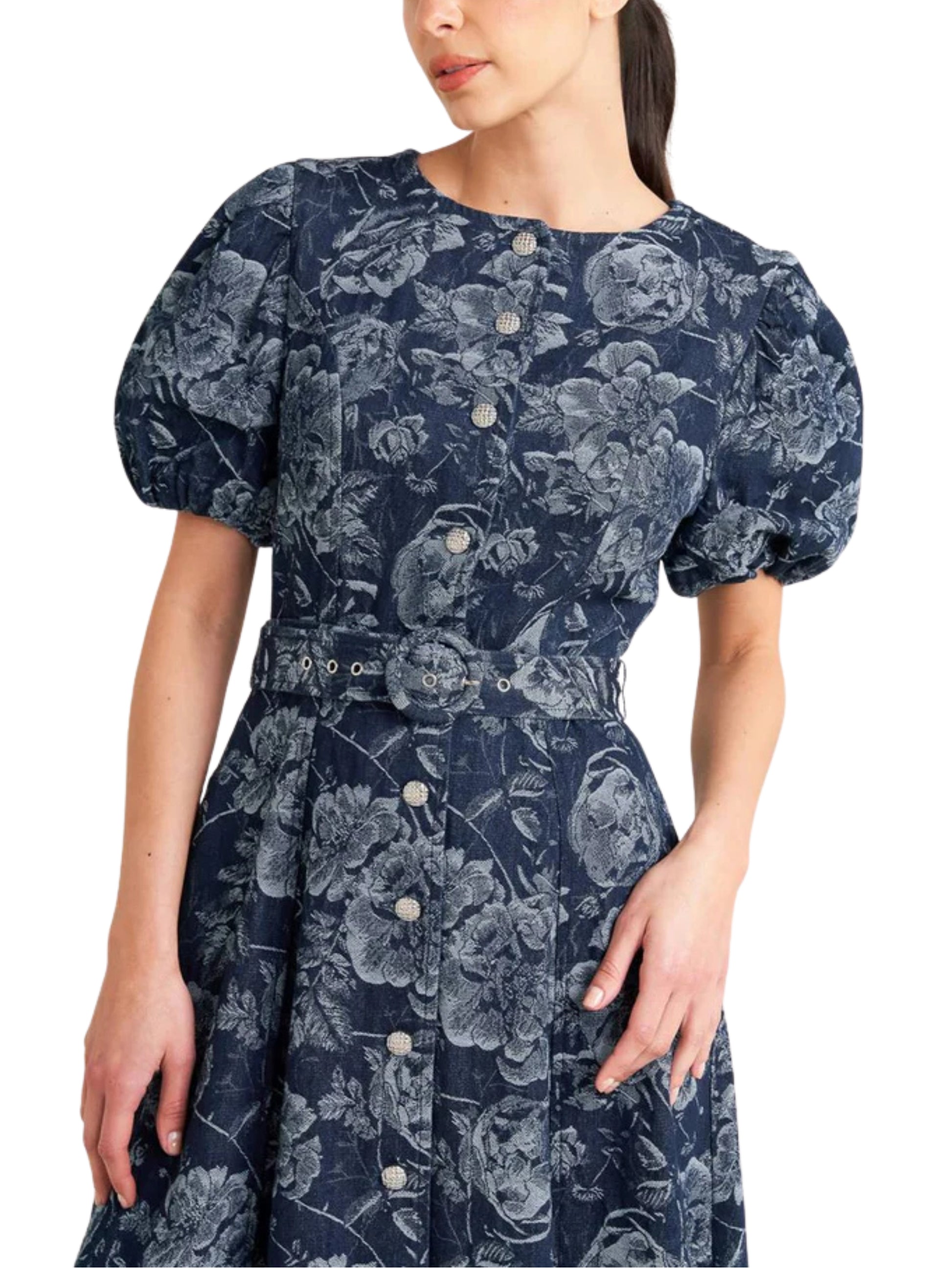 Vestido Midi Mezclilla Floreada - Escorpio Boutique