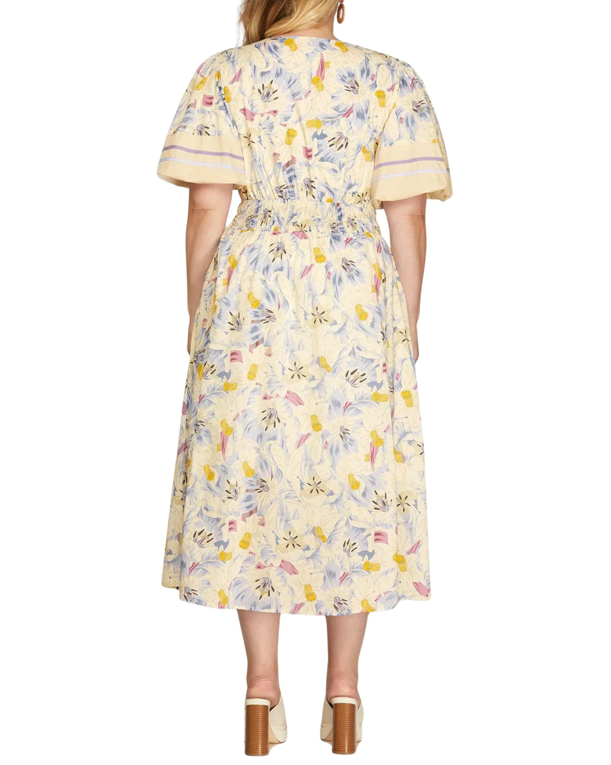 Vestido Midi Manga  Globo Espalda