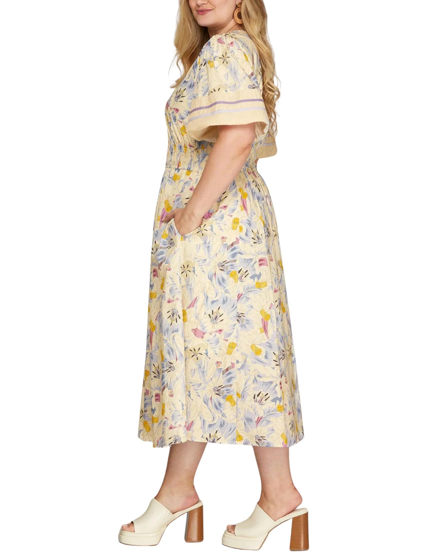 Vestido Midi Manga Globo Manga