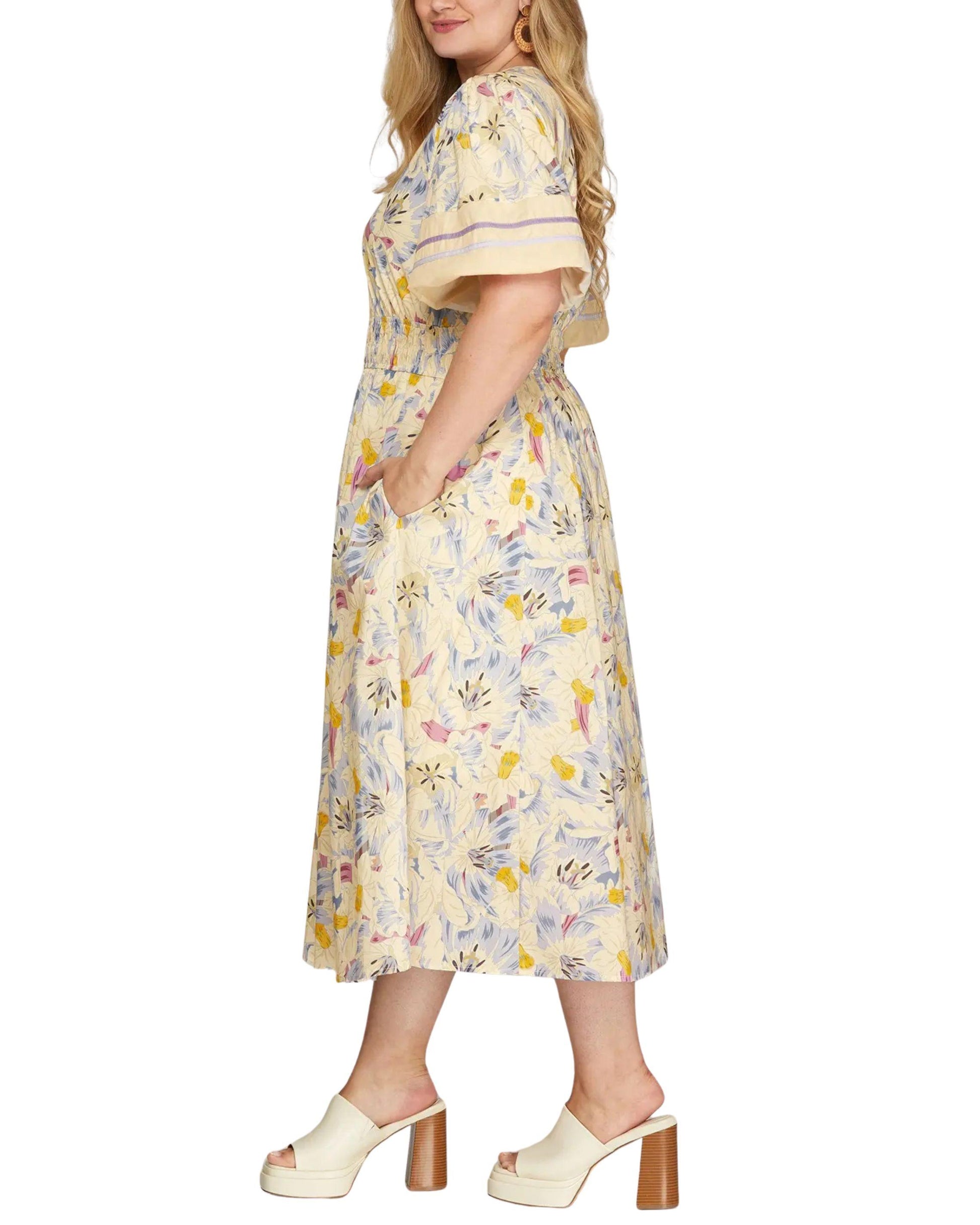 Vestido Midi Manga Globo Manga