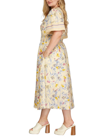 Vestido Midi Manga Globo Manga