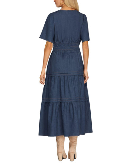 Vestido denim midi elegante para mujer