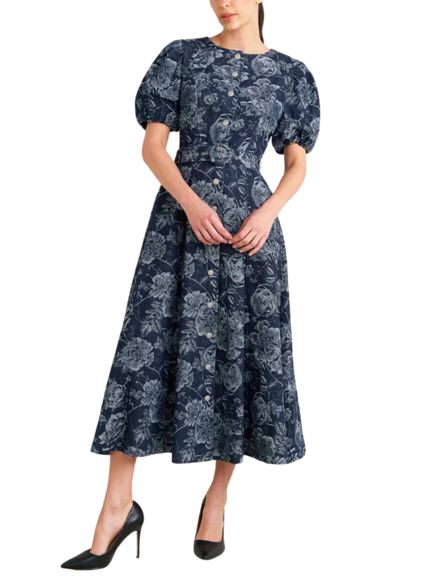 Vestido Midi Mezclilla Floreada - Escorpio Boutique