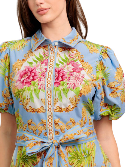 Escorpio Boutique- Vestido Midi Camisero Manga Globo